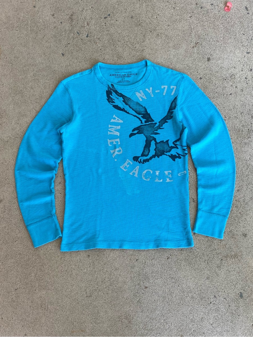 00s Y2k American Eagle Outfitters Turquoise Thermal Longsleeve